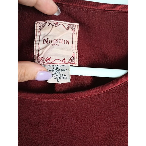 Nooshin Femme Sz S Embroidered Natural Fiber Blouse Long Sleeve Shirt - Picture 6 of 9
